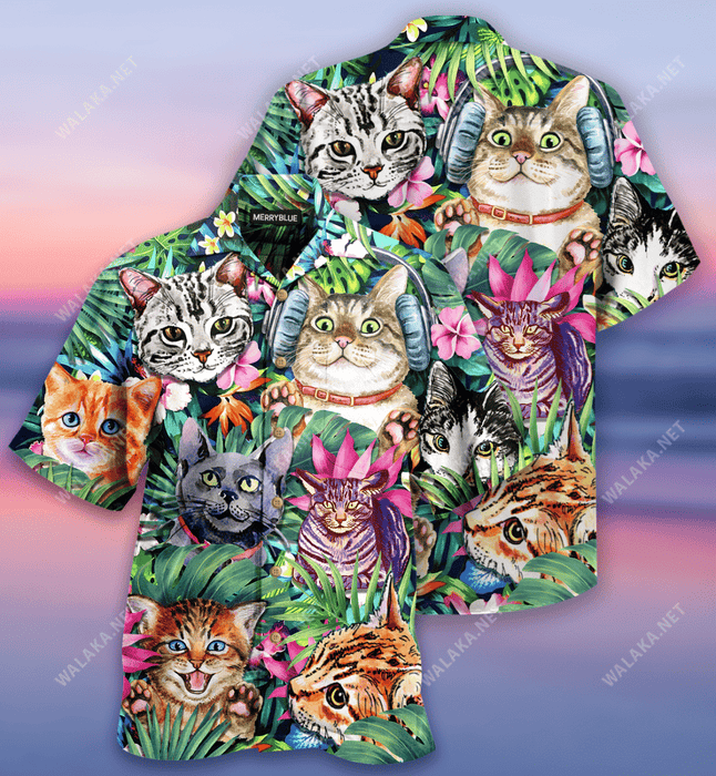 Hawaiian Aloha Shirt For Women, Cat Is My Life Unisex Hawaii Shirt — Happy  Vibes