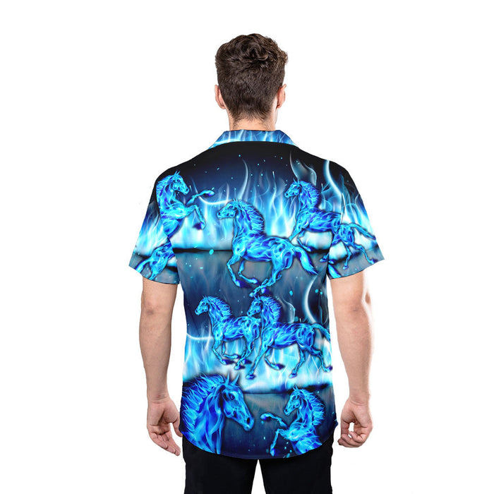 Burning Blue Horses Hawaiian Shirt