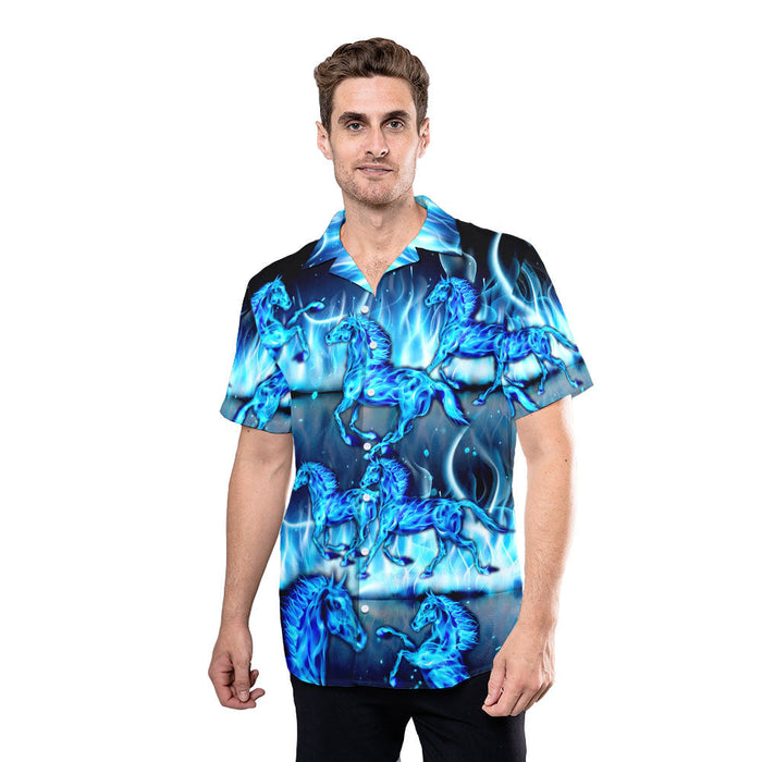 Burning Blue Horses Hawaiian Shirt